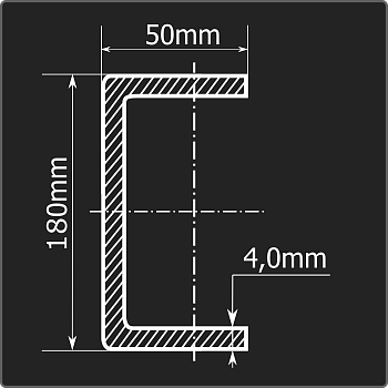 Швеллер холоднокатаный 180*50*4,0 ст.3пс Феррум 12м ГОСТ 8278-83