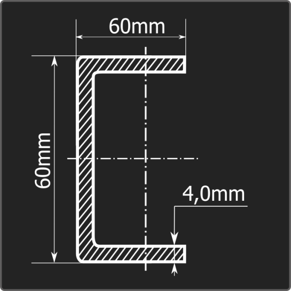 Швеллер холоднокатаный 60*60*4,0 ст.3пс Феррум 12м ГОСТ 8278-83