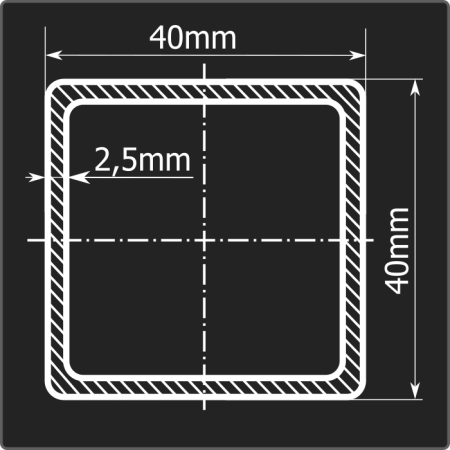 Труба проф. 40*40*2,5 ст.3сп Феррум 6м ГОСТ 13663-86