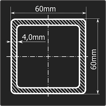 Труба проф. 60*60*4,0 ст.3сп Феррум 12м ГОСТ 13663-86