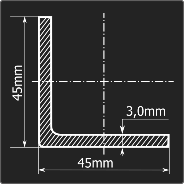 Угол холоднокатаный 45*45*3,0 ст.3пс Феррум 6м ГОСТ 19771-93