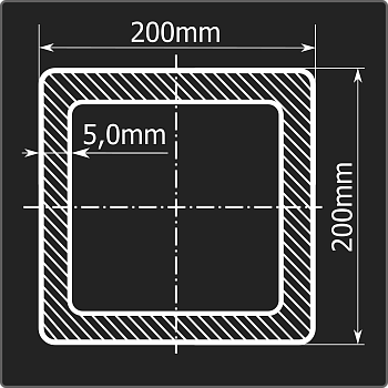 Труба проф. 200*200*5,0 ст.3сп Феррум 12м ГОСТ 30245-2003