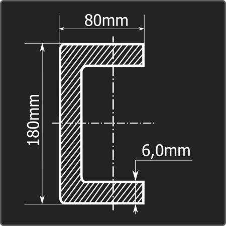Швеллер холоднокатаный 180*80*6,0 ст.3пс Феррум 12м ГОСТ 8278-83