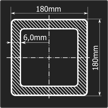 Труба проф. 180*180*6,0 ст.3сп Феррум 12м ГОСТ 13663-86