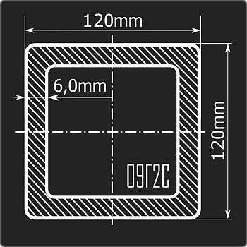 Труба проф. 120*120*6,0 09Г2С Феррум 12м ГОСТ 13663-86