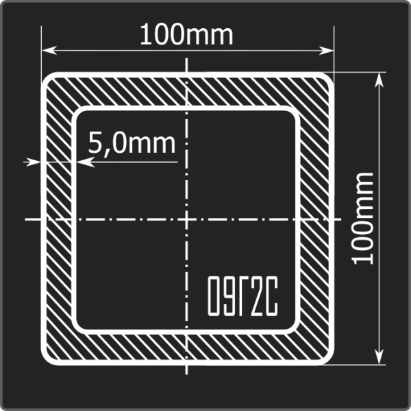 Труба проф. 100*100*5,0 09Г2С 12м ГОСТ 30245-2003