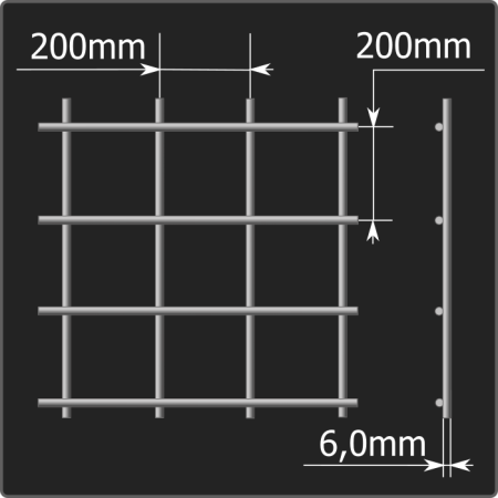 Сетка арматурная 200*200*6,0 (2,0*3,0) ГОСТ 23279-2012
