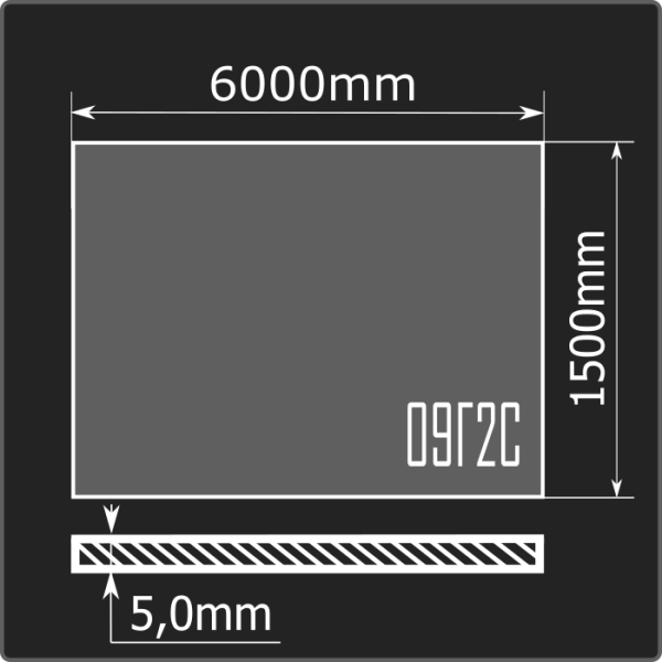 Лист горячекатаный 5,0*1500*6000 09Г2С ГОСТ 19281-2014