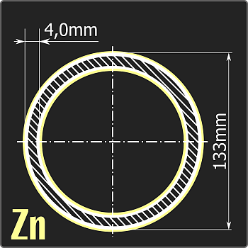 Труба электросварная оцинкованная 133*4,0 ст.3пс ГОСТ 10705-80 12м