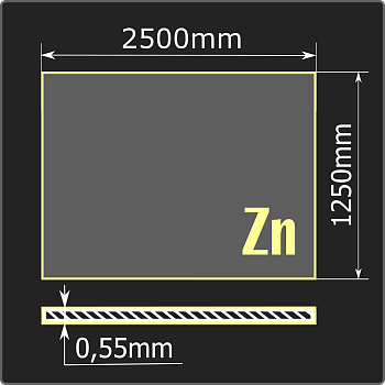 Лист оцинкованный 0,55*1250*2500 ст.08пс Кармет ГОСТ 14918-2020