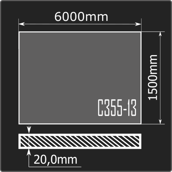 Лист горячекатаный 20*1500*6000 С355-13 ГОСТ 27772-2021