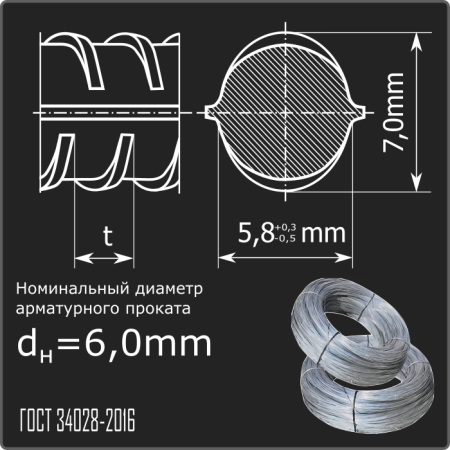 Арматура 6,0 А500С ГОСТ 34028-2016 (бухты)