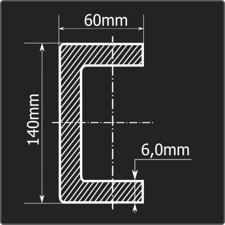 Швеллер холоднокатаный 140*60*6,0 ст.3пс Феррум 6м ГОСТ 8278-83