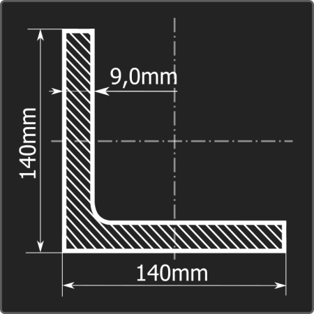 Угол 140*140*9,0 С255 12м ГОСТ 27772-2021/ГОСТ 8509-93