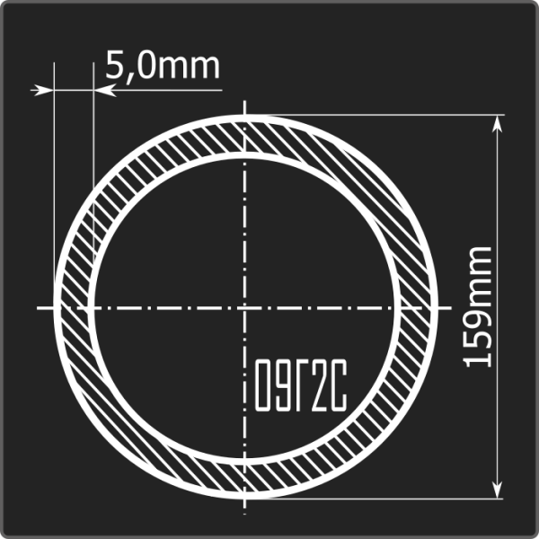 Труба электросварная 159*5,0 09Г2С Феррум 12м Стык ГОСТ 10705-80
