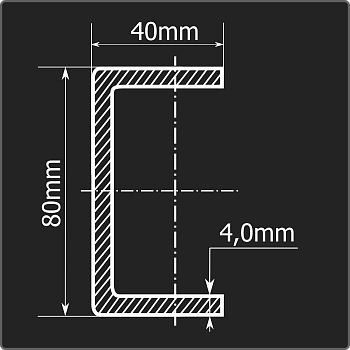 Швеллер холоднокатаный 80*40*4,0 ст.3пс Феррум 12м ГОСТ 8278-83