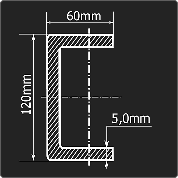 Швеллер холоднокатаный 120*60*5,0 ст.3пс Феррум 6м ГОСТ 8278-83